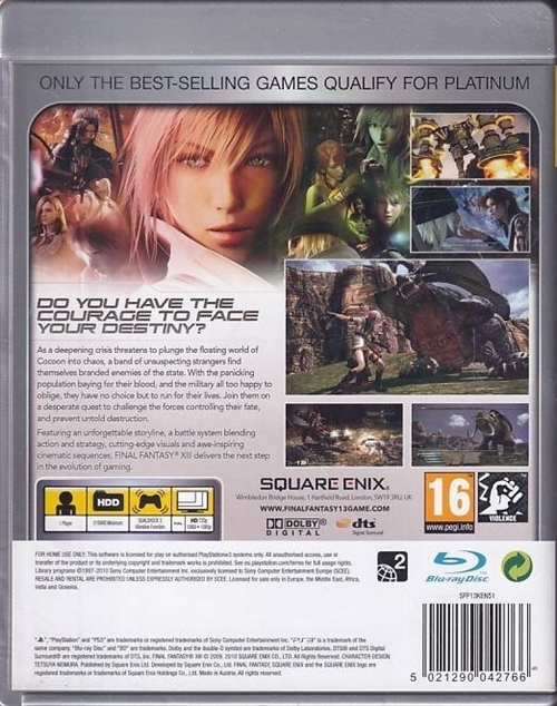 Final Fantasy XIII - Platinum - PS3 (B Grade) (Genbrug)